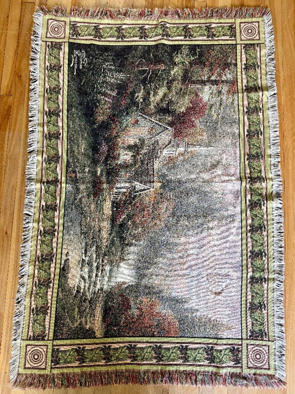 Woven Church Thomas Kinkade Throw Tapestry Blanket | Cottagecore Decor